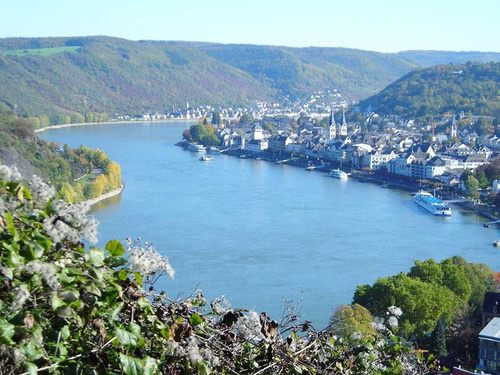Luftaufnahme von Boppard und dem Rhein